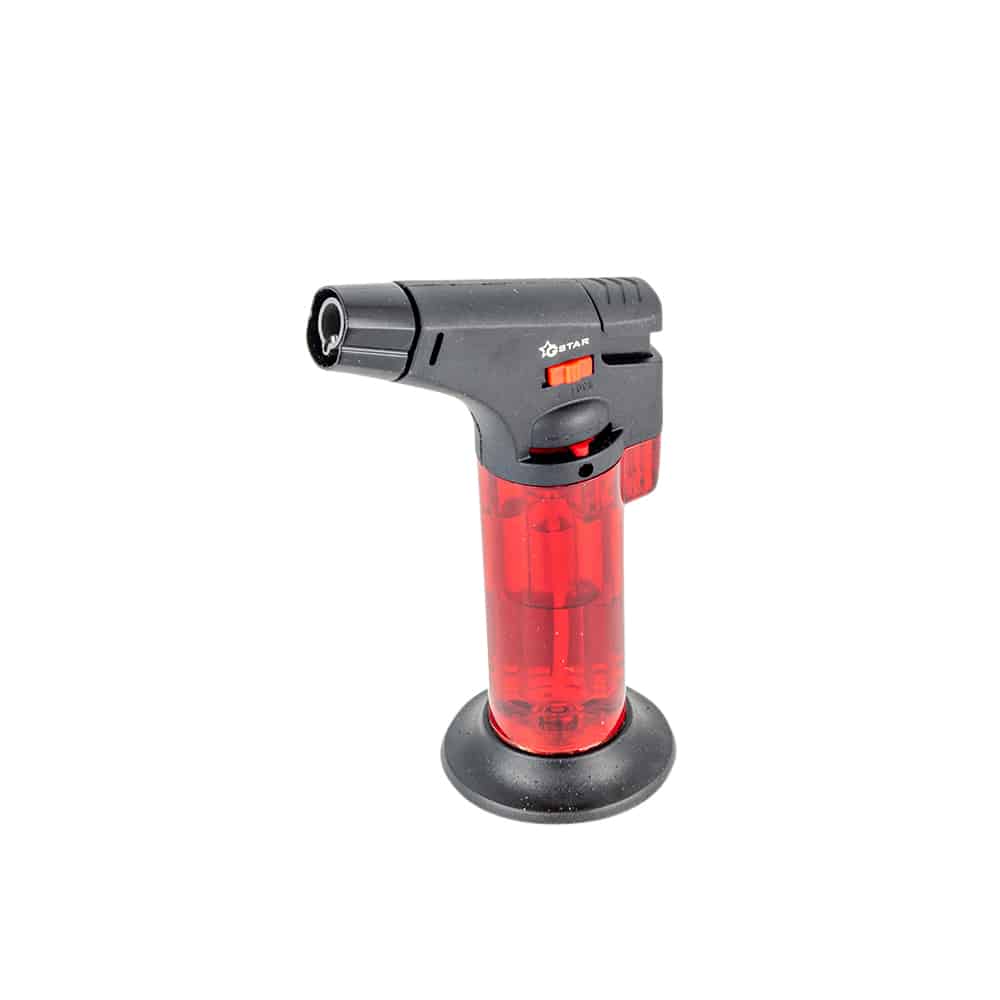 GSTAR - Single Jet Flame Torch Lighter - Transparent w/ Stand - Red image
