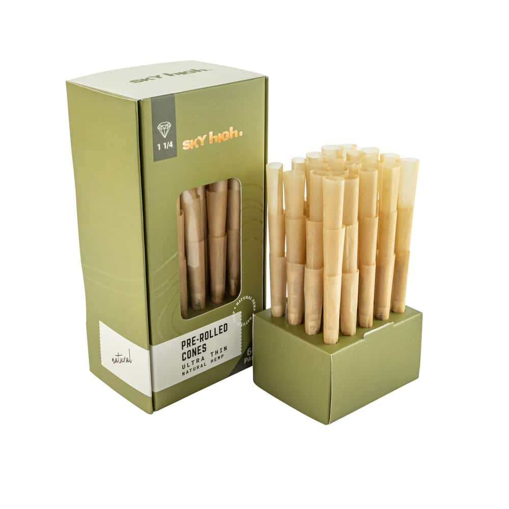 Sky High Natural Hemp Pre-Rolled Cones - 1 1/4" - 60 Pack image