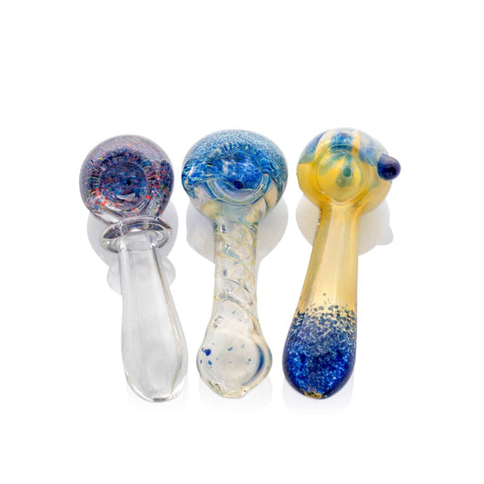 4" Mixed Silver & Gold Fumed Frit Accent Spoon Pipes image 1