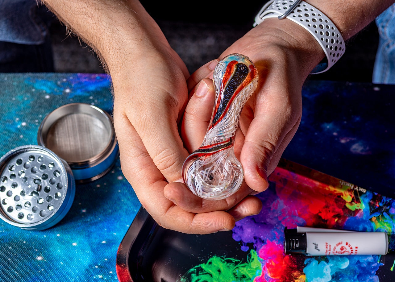 3.5" Dichro Silver Fumed Twisted Spoon Pipe image 12