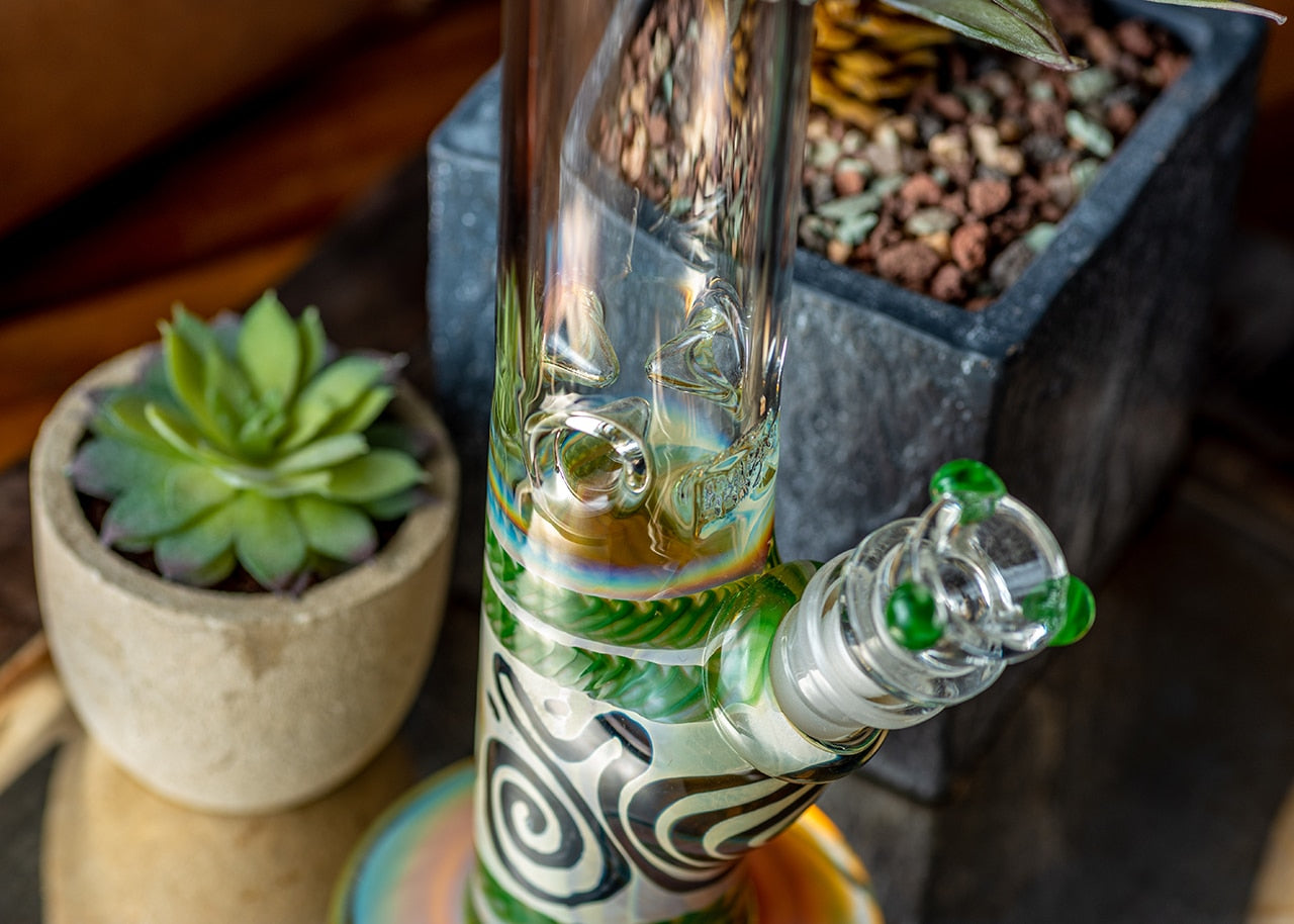 HVY Glass 10" Gold Swirl Straight Tube Bong image 4