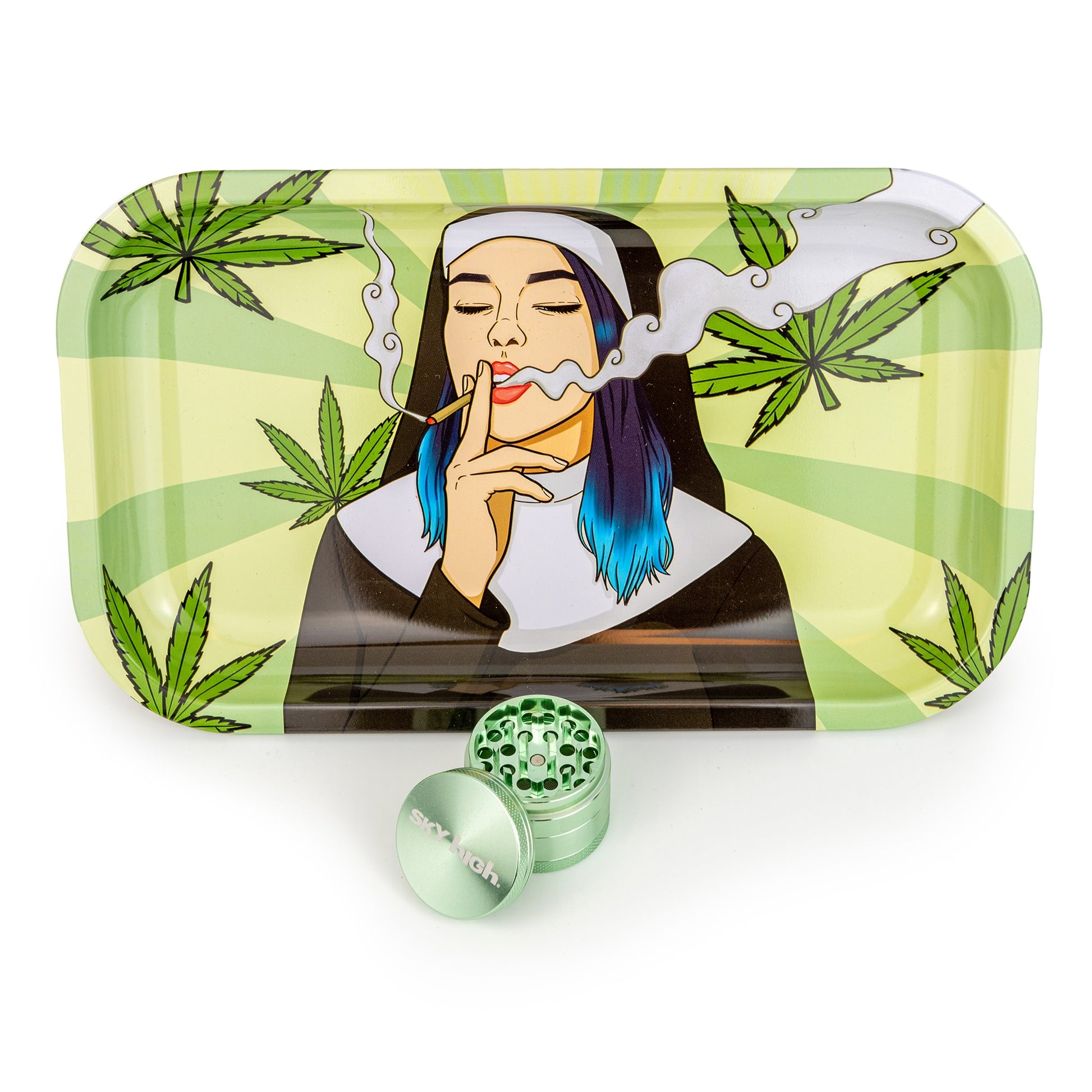 Rolling Tray &amp; Grinder Bundle - Naughty Nun x Green image 0
