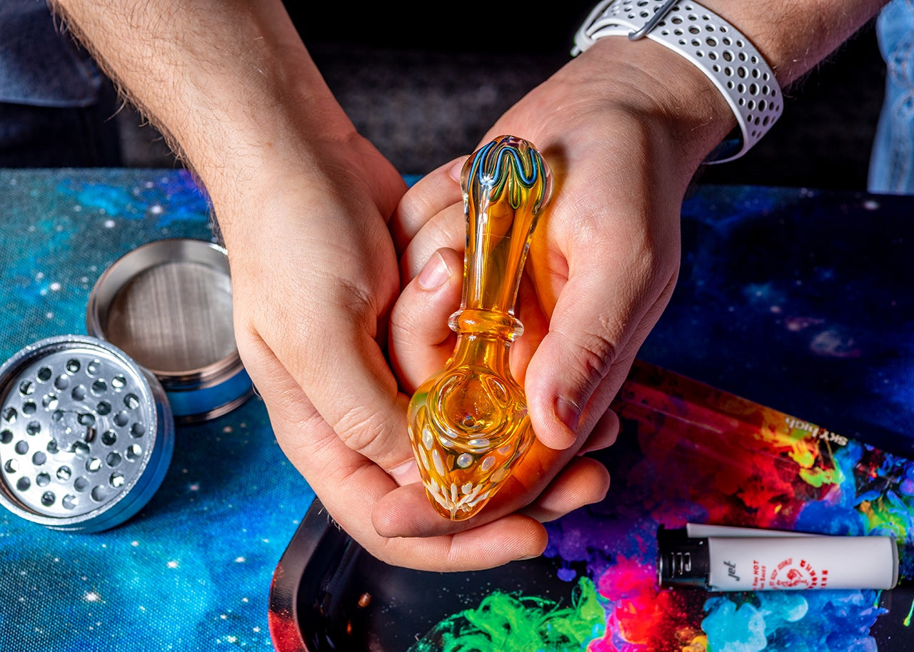 3.5" Gold Fumed Ring Mushroom Spoon Pipe image 7