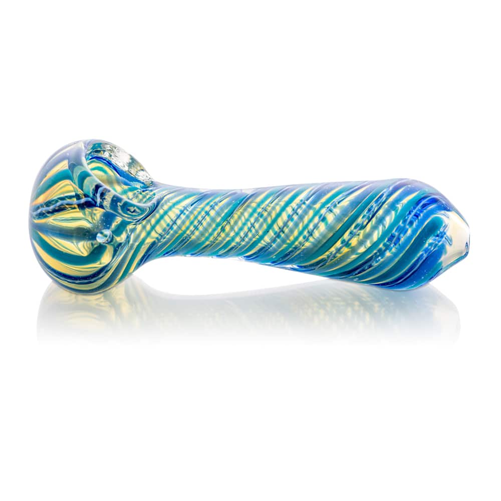 4.5" Silver Fumed Swirl Rods Spoon Pipe image 2