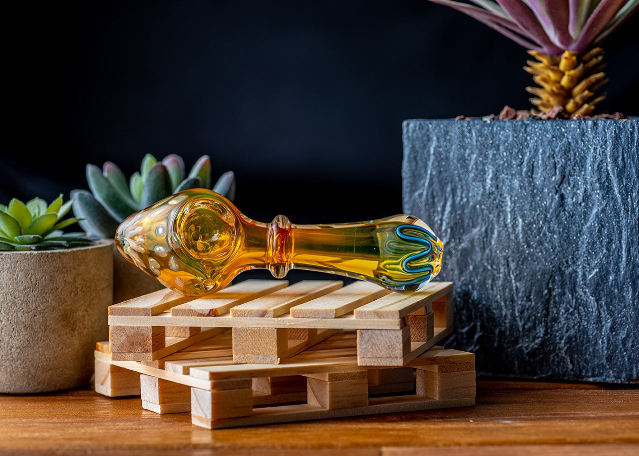 3.5" Gold Fumed Ring Mushroom Spoon Pipe image 5