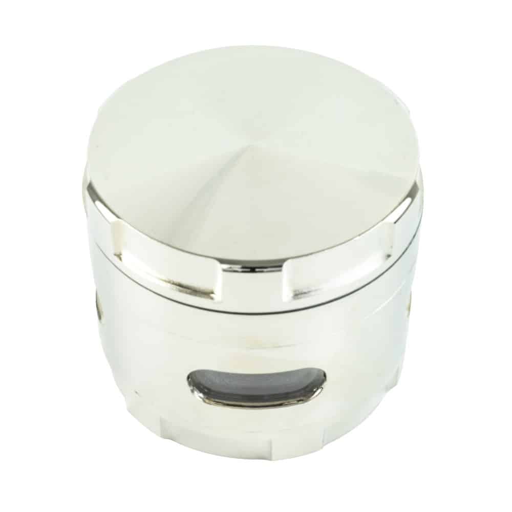 Oval Windowed 4-Piece Grinder - 63mm - Silver image