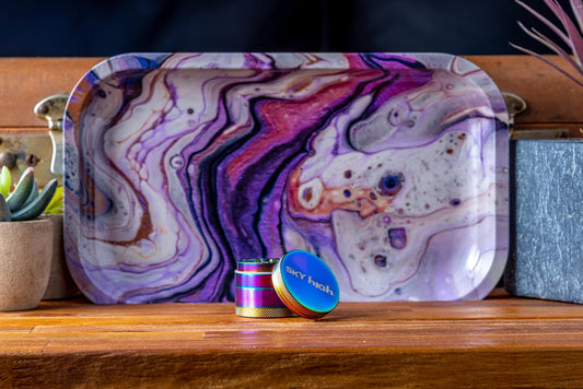 Rolling Tray &amp; Grinder Bundle - Amethyst x Rainbow image 1