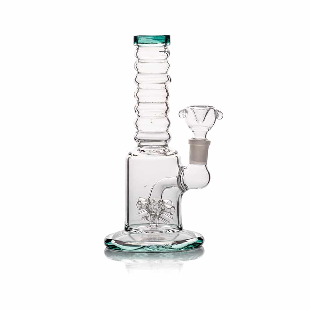 8" Ribbed Sprinkler Perc Bubbler Rig - Dark Green image