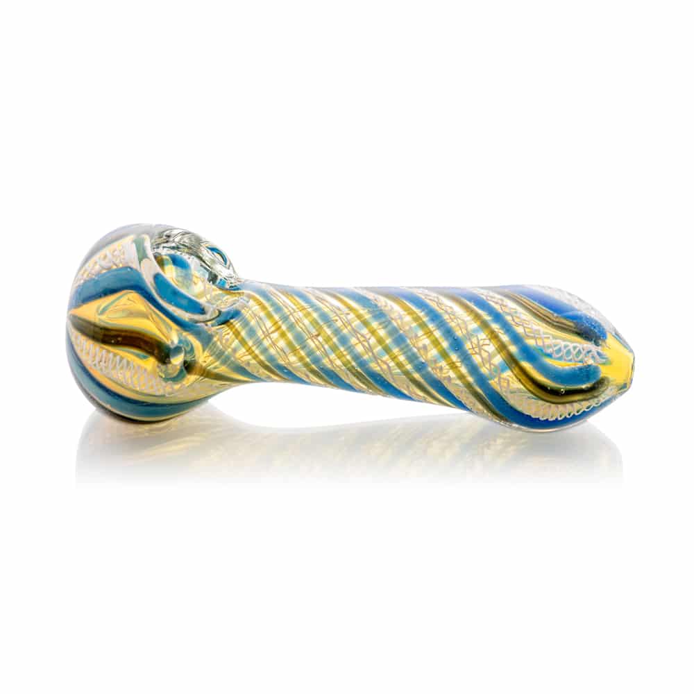4.5" Silver Fumed Swirl Rods Spoon Pipe image 1