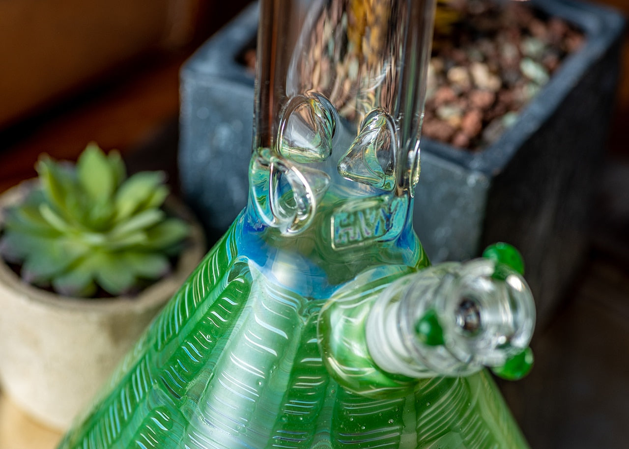 HVY Glass 12" Raked Green Beaker Bong image 4