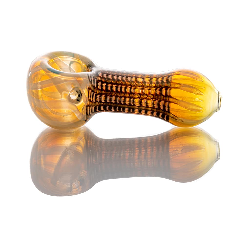 3.5" Silver Fumed Raked Color Spoon Pipe image 1