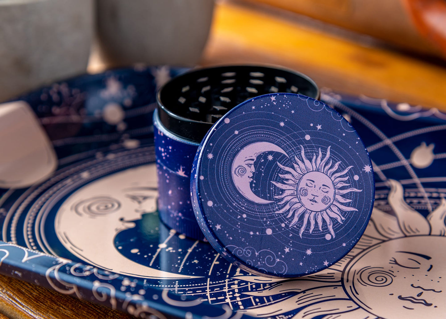 Puff Plate Sun &amp; Moon | Matching Tray &amp; Grinder Set image 3