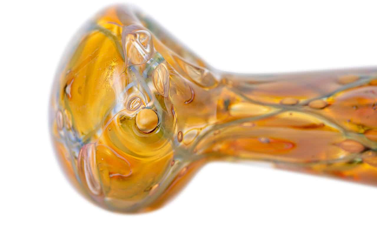 4.5" Gold & Silver Fumed Double Dotted Net Design Spoon Pipe image 5