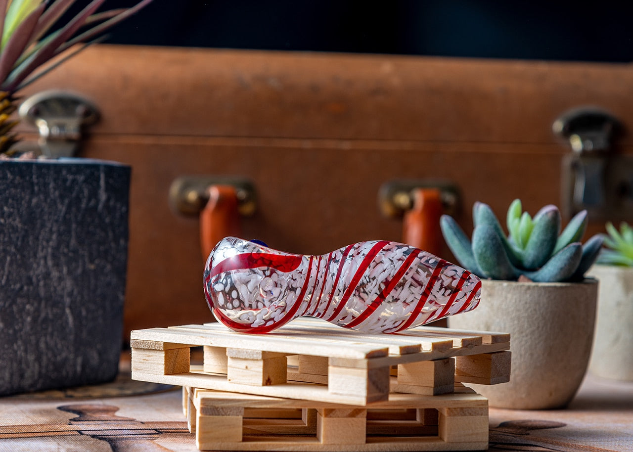 3.5" Fritted Candy Cane Swirl Spoon Pipe image 4