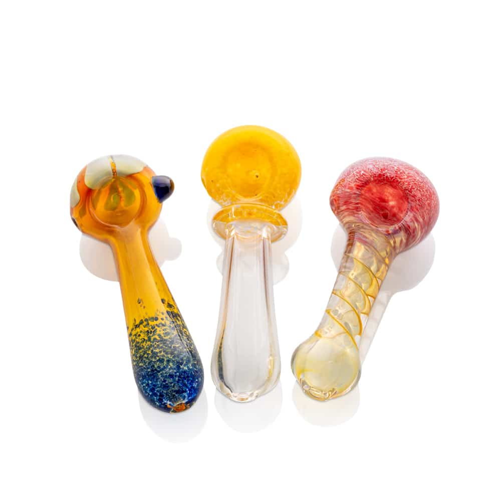 4" Mixed Silver & Gold Fumed Frit Accent Spoon Pipes image 0