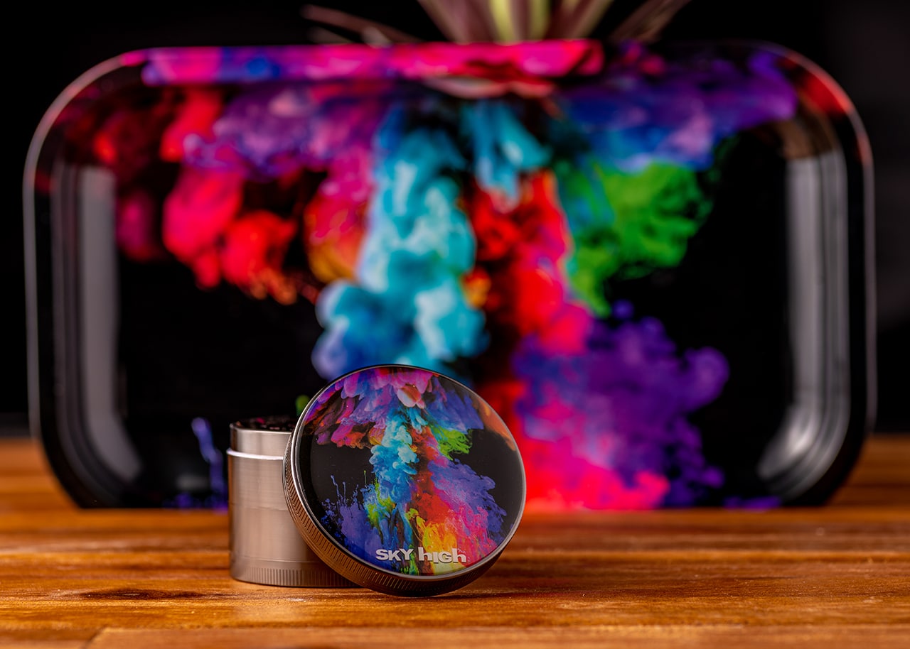Sky High 4-Piece Herb Grinder - Rainbow Ink image 3