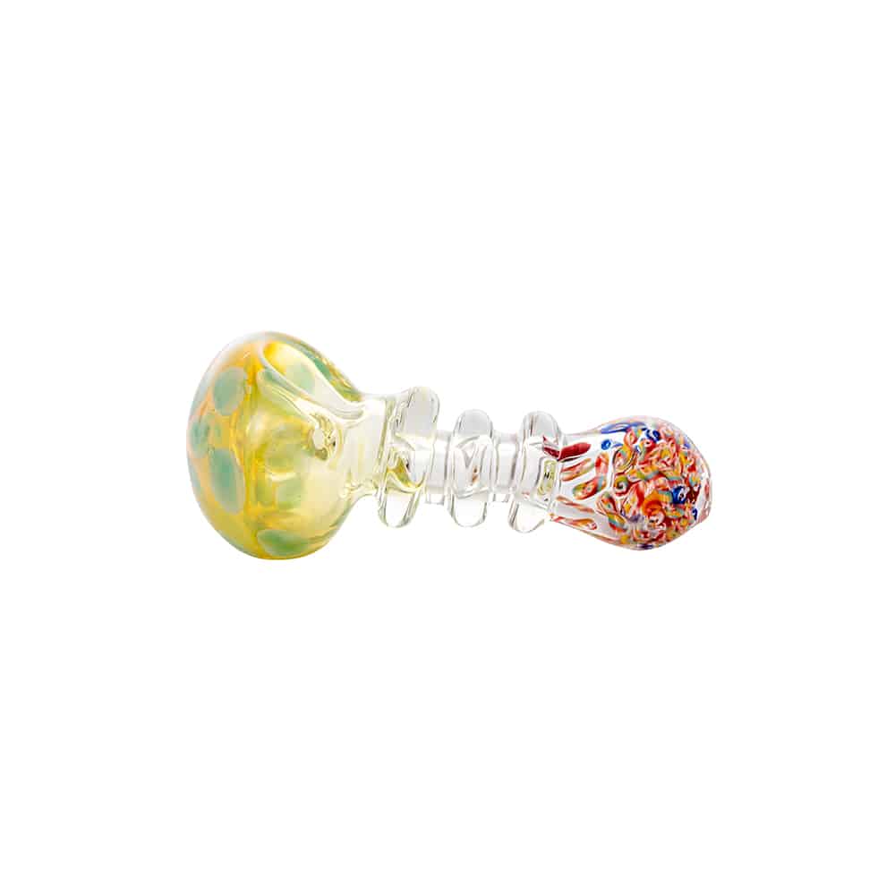 4" Silver Fumed Honeycomb Triple Ring Spoon Pipe image 3