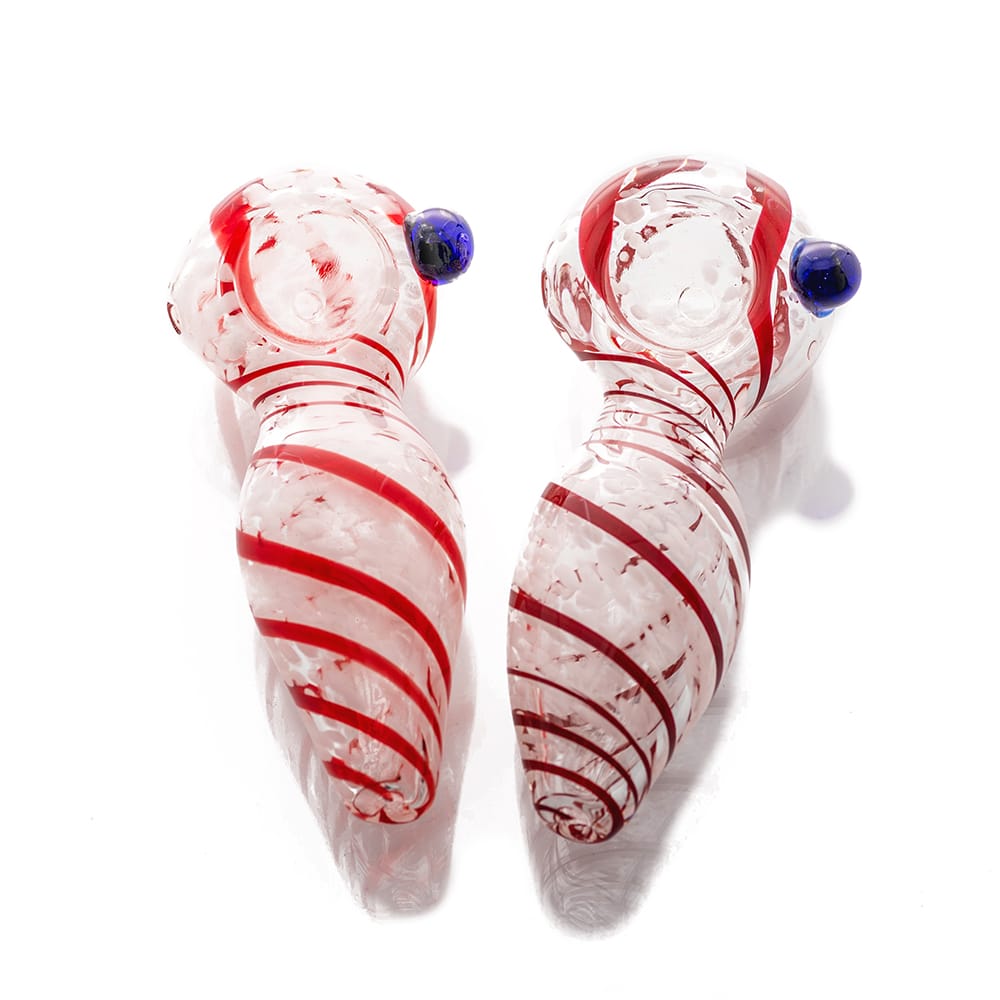 3.5" Fritted Candy Cane Swirl Spoon Pipe image 0