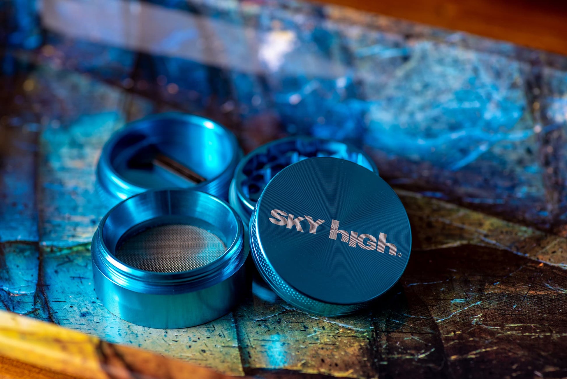 Rolling Tray &amp; Grinder Bundle - Blue Labradorite x Rainbow image 2