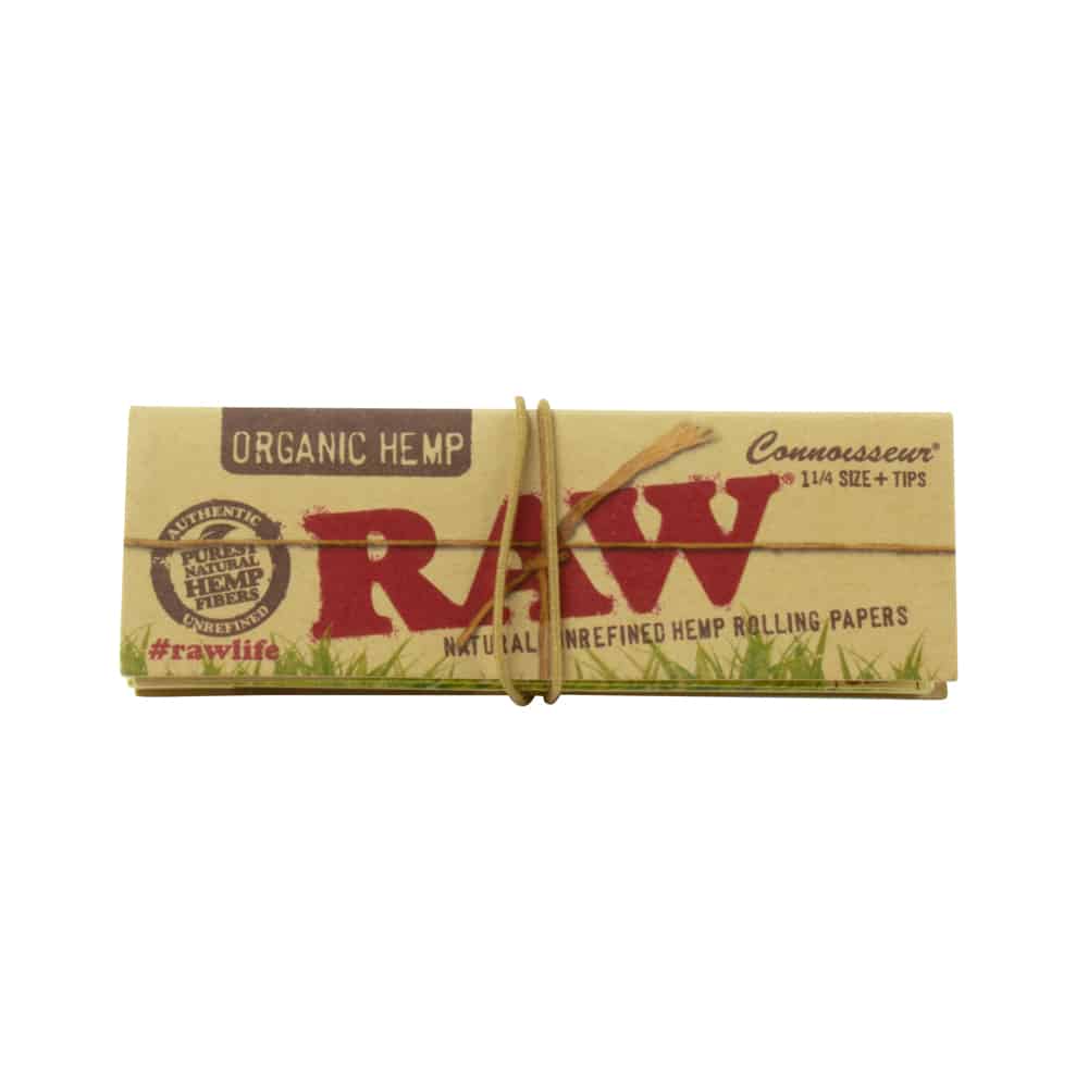 RAW Organic Hemp Connoisseur Rolling Papers with Tips - 1 1/4" image 0