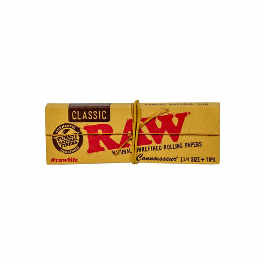RAW Classic Connoisseur Rolling Papers with Tips - 1 1/4" image 0