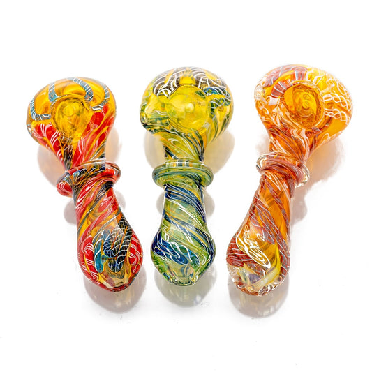 3.5" Gold & Silver Fumed Twisted Rod Spoon Pipe image 0