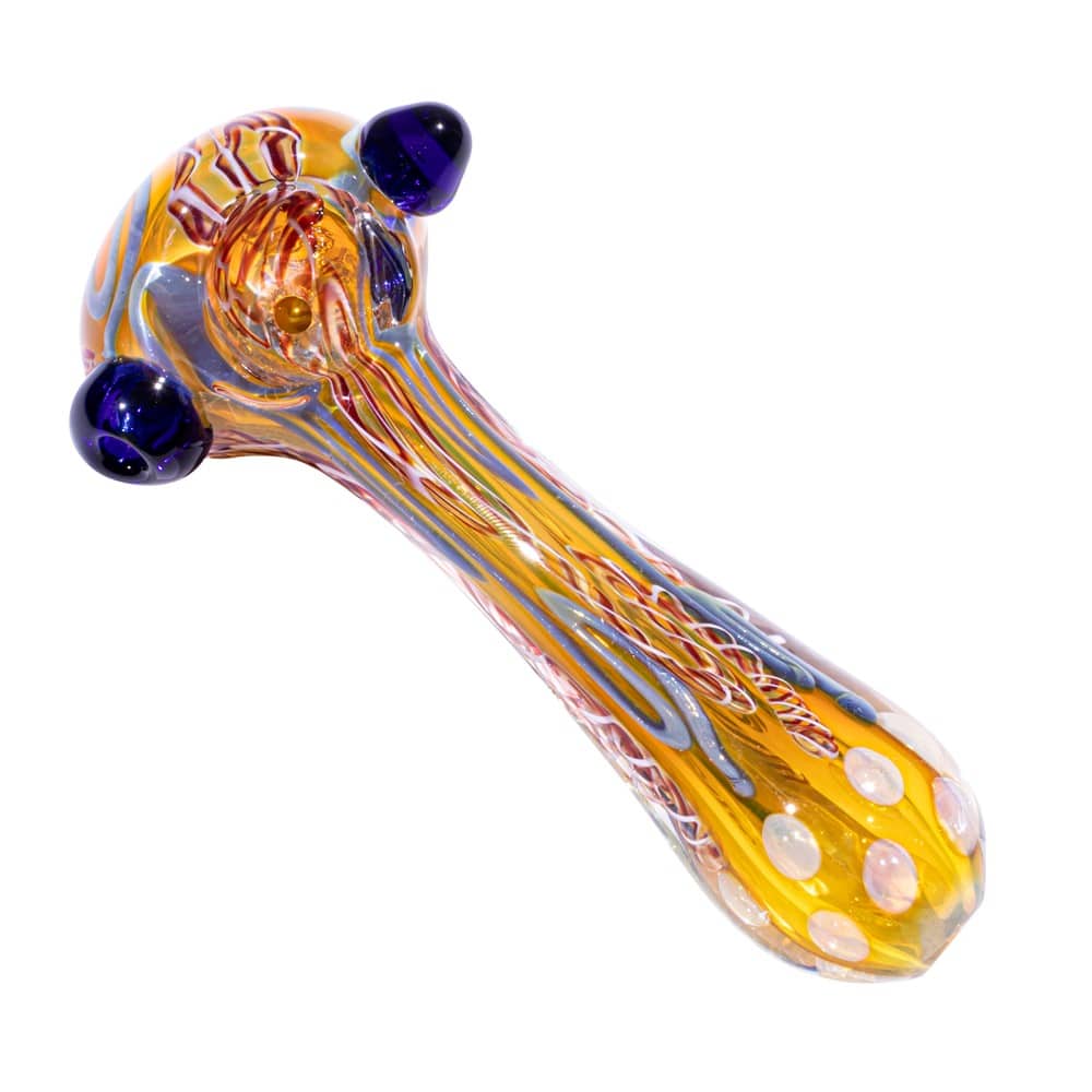 4" Gold Fumed Polkadot Spoon Pipe image 2
