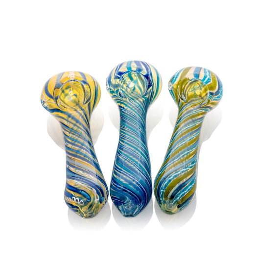 4.5" Silver Fumed Swirl Rods Spoon Pipe image 0
