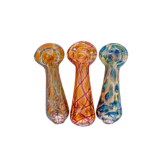 4.5" Gold & Silver Fumed Double Dotted Net Design Spoon Pipe image 0