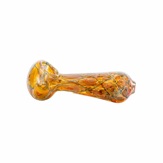 4.5" Gold & Silver Fumed Double Dotted Net Design Spoon Pipe image 1