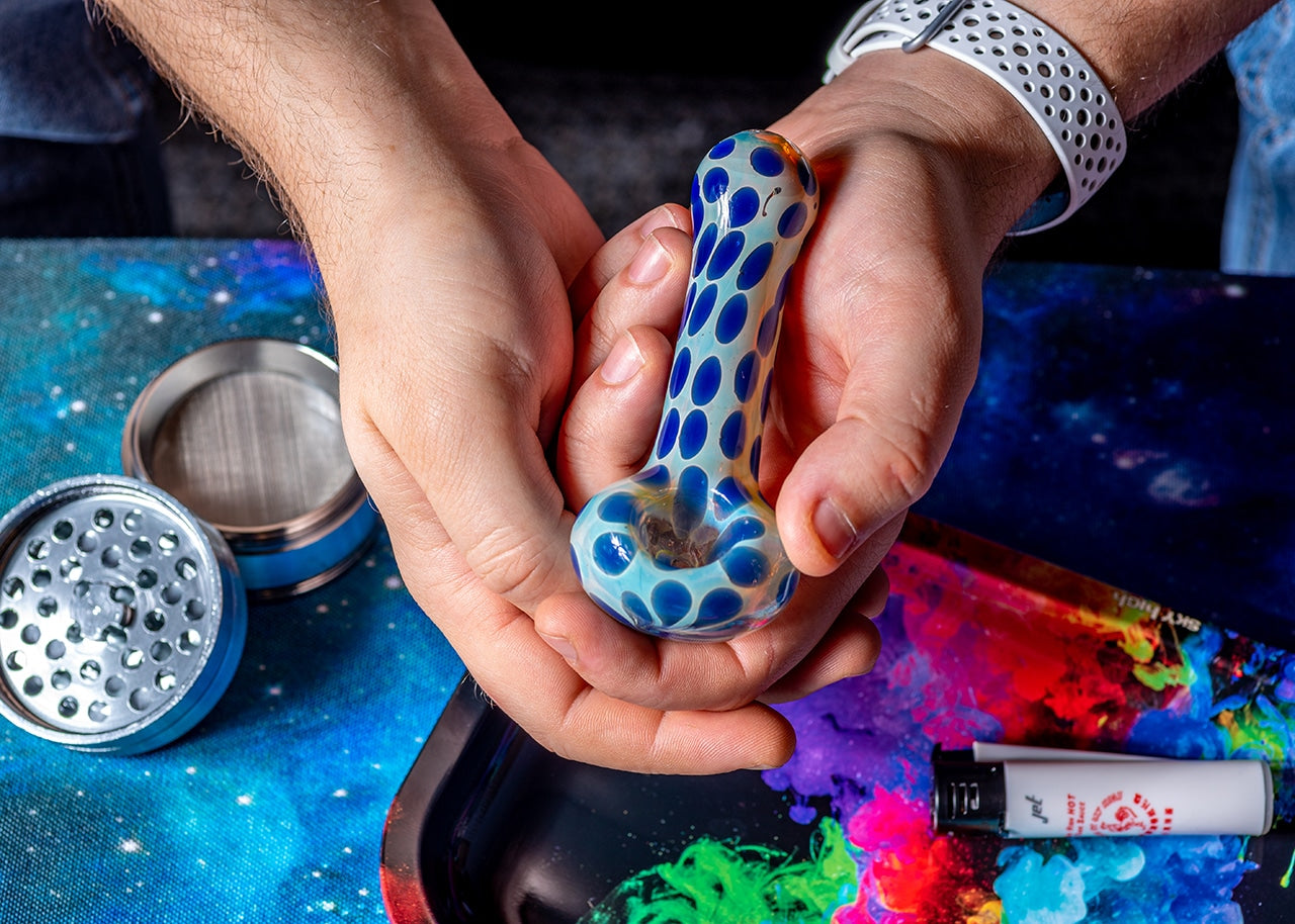 4" Silver Fumed Colorful Dotted Spoon Pipe image 9