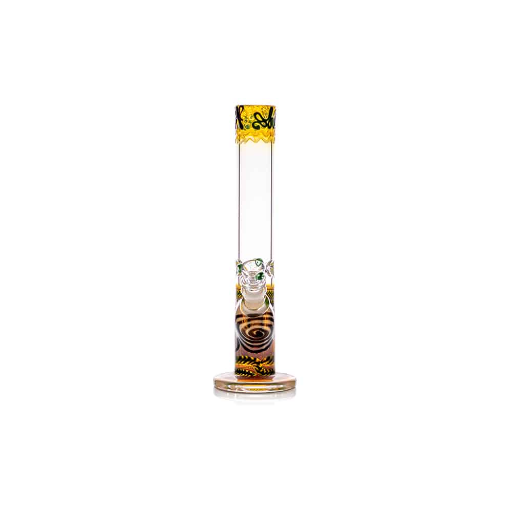 HVY Glass 10" Gold Swirl Straight Tube Bong image 2