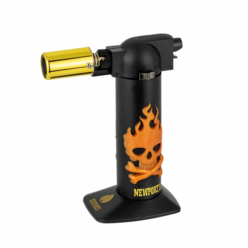 Newport Zero 6" Regular Torch Lighter - Skulls Gold image