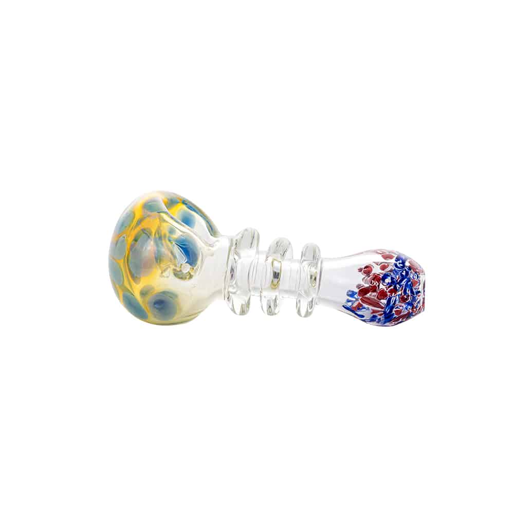 4" Silver Fumed Honeycomb Triple Ring Spoon Pipe image 4