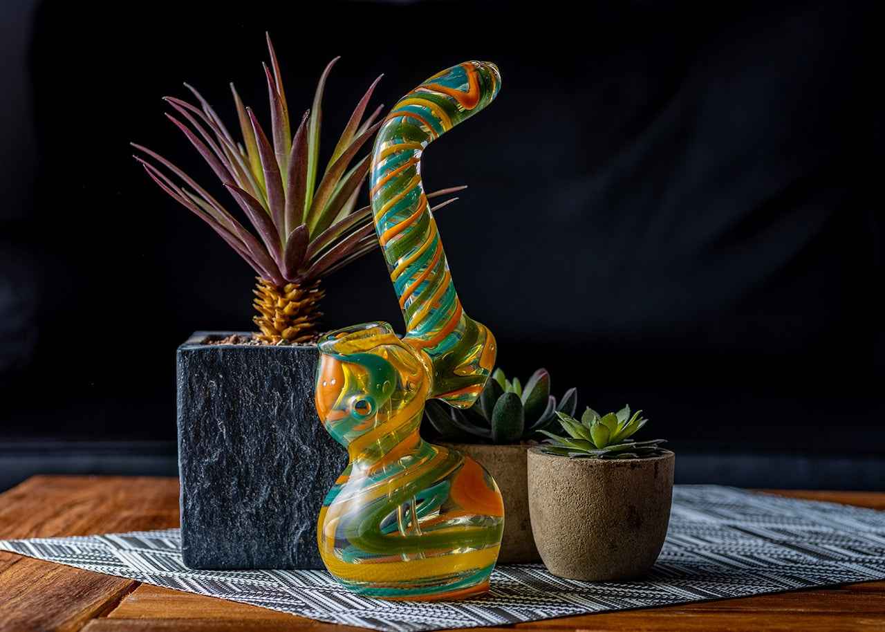 10" Swirled Multicolor Bubbler