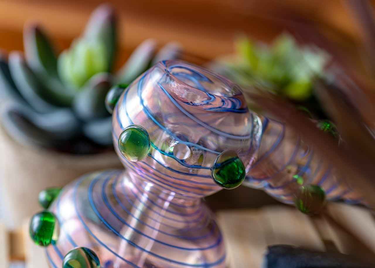 6" Color Swirl Fumed Hammer Bubbler