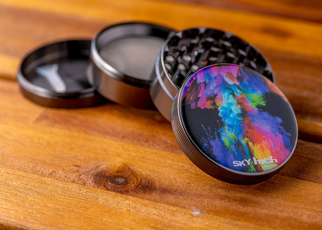Sky High 4-Piece Herb Grinder - Rainbow Ink image 2