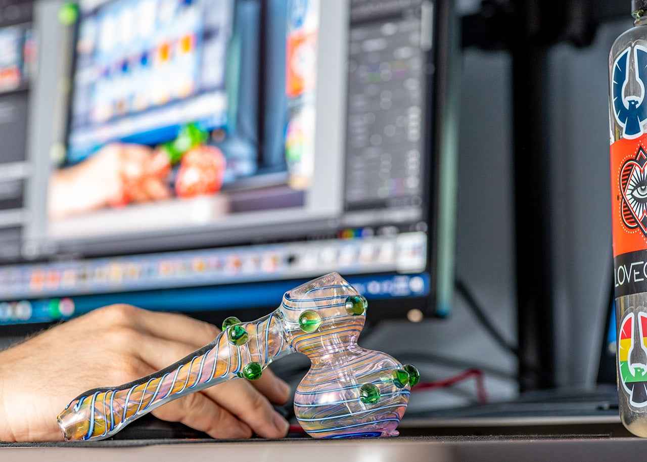 6" Color Swirl Fumed Hammer Bubbler