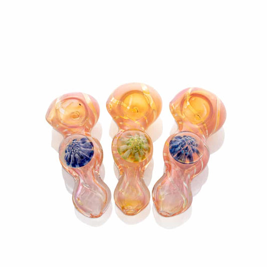 3.5" Gold & Silver Fumed Honeycomb Locket Spoon Pipe image 0