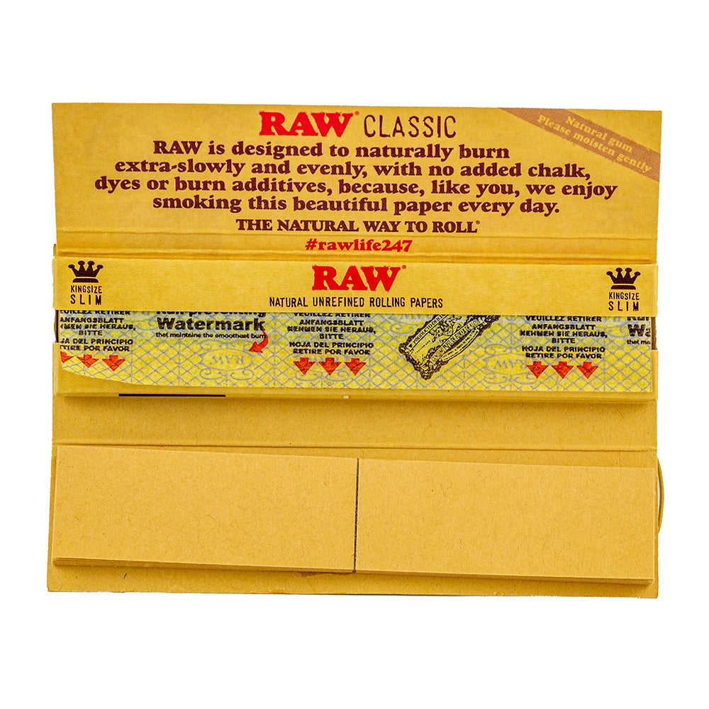 RAW Classic Connoisseur Rolling Papers with Tips - King Sized image 2