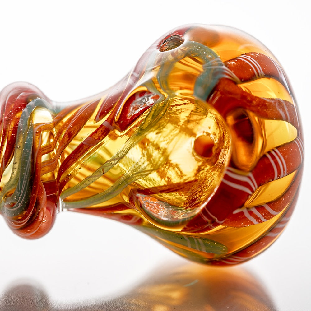 3.5" Gold & Silver Fumed Twisted Rod Spoon Pipe image 2