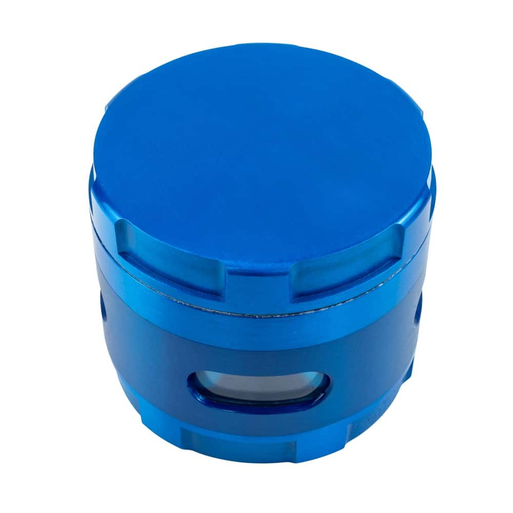 Oval Windowed 4-Piece Grinder - 63mm - Blue image
