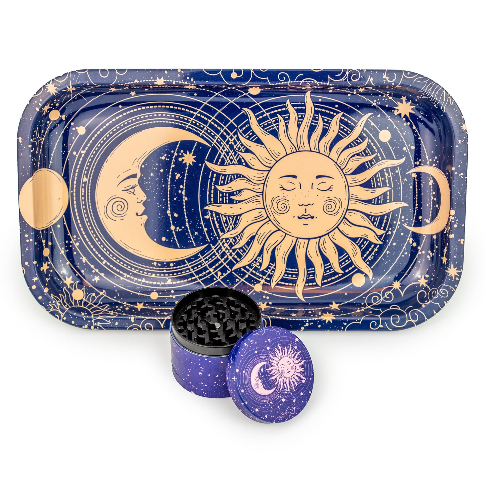 Puff Plate Sun &amp; Moon | Matching Tray &amp; Grinder Set image 0