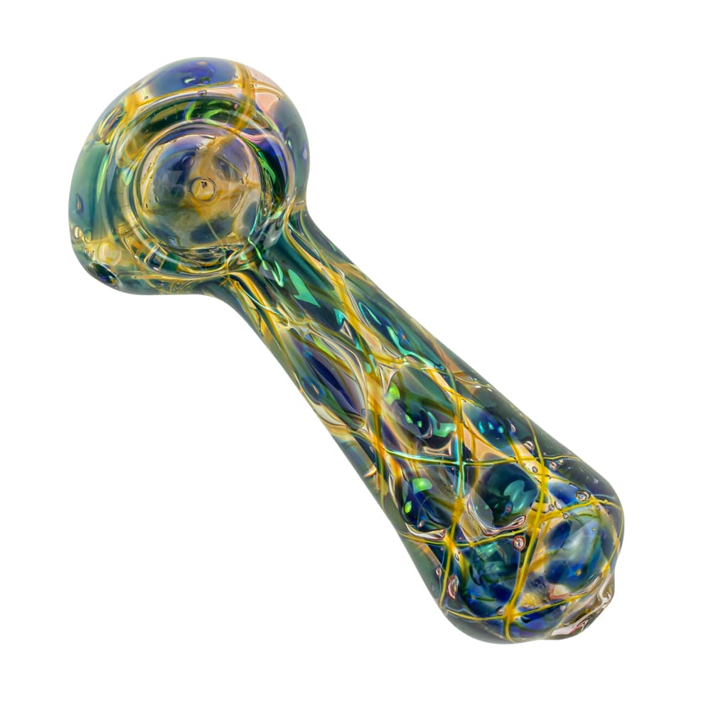 4.5" Gold & Silver Fumed Double Dotted Net Design Spoon Pipe image 9