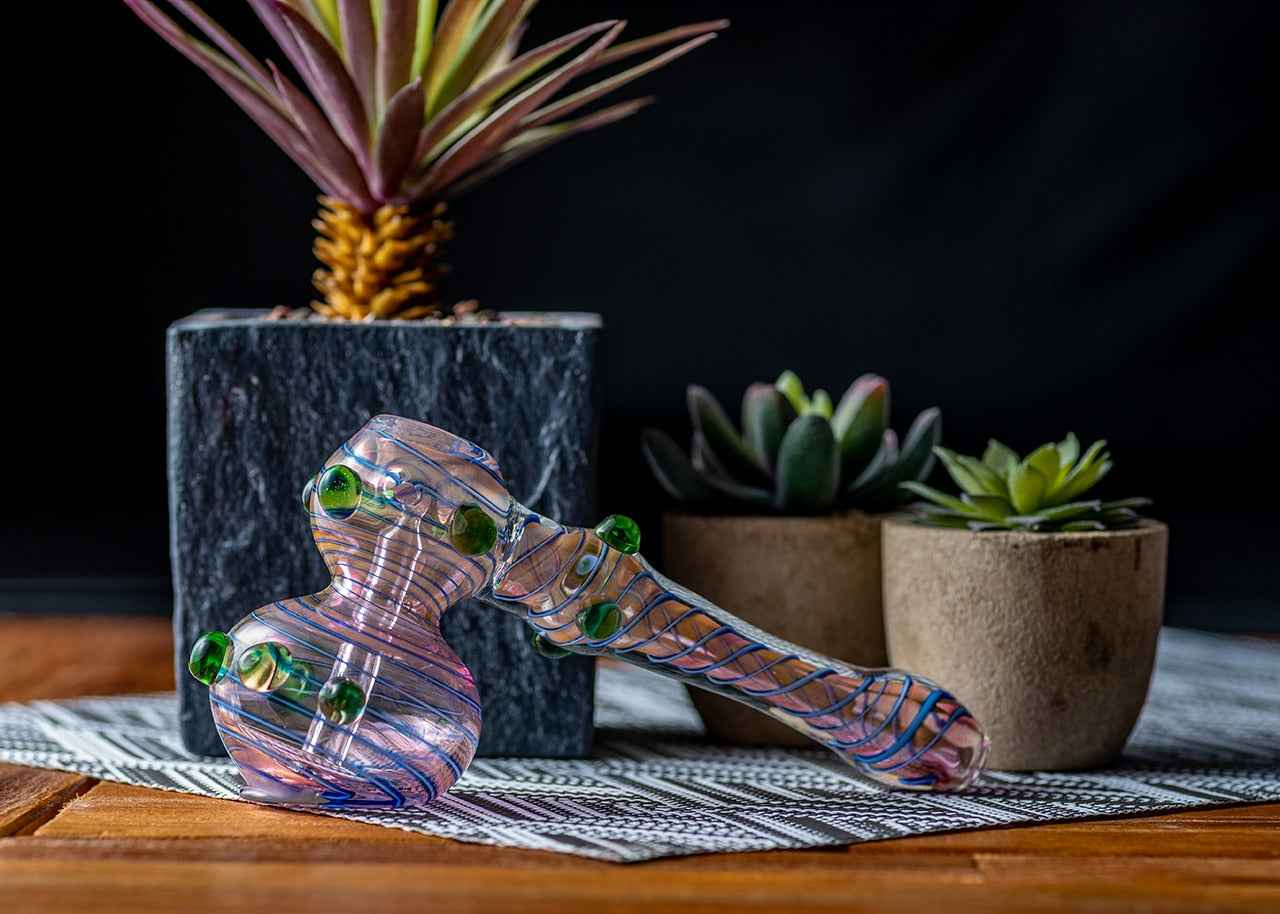6" Color Swirl Fumed Hammer Bubbler