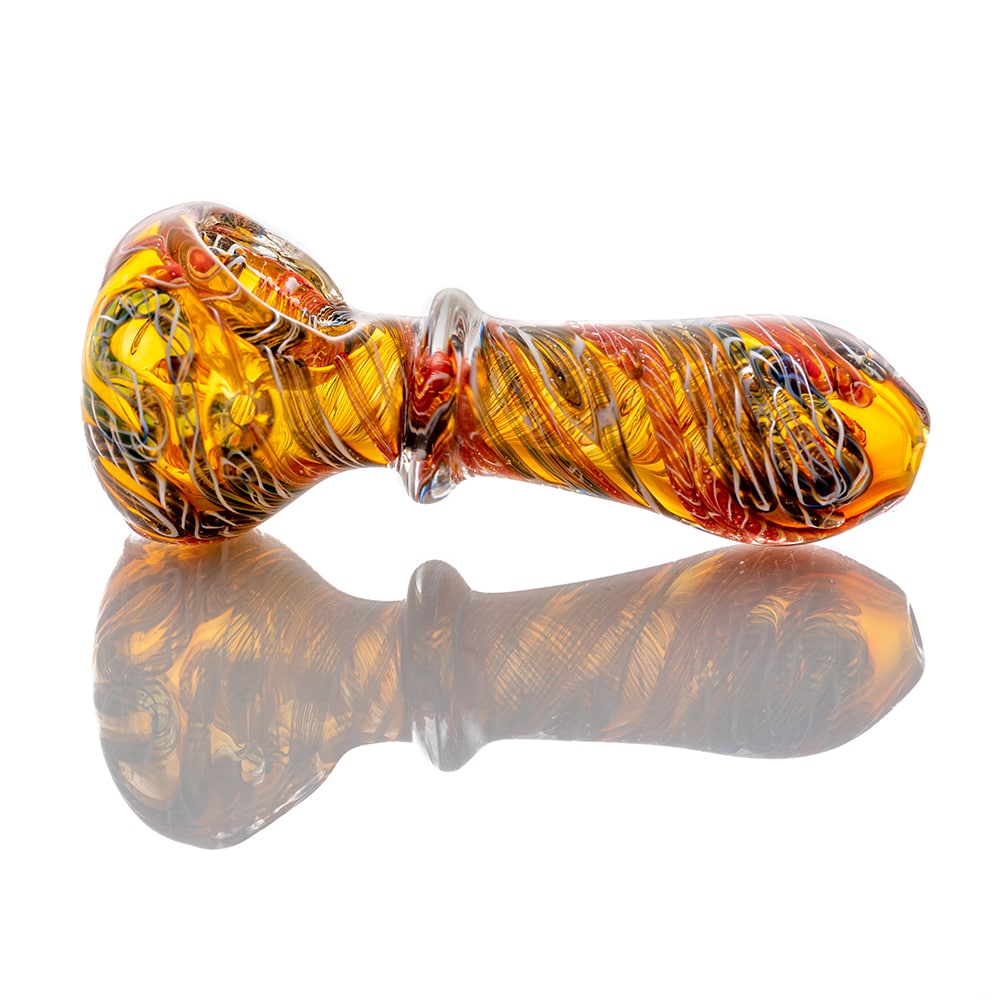 3.5" Gold & Silver Fumed Twisted Rod Spoon Pipe image 1