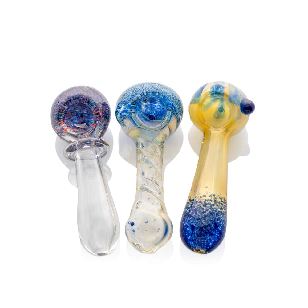 4" Mixed Silver & Gold Fumed Frit Accent Spoon Pipes image 1