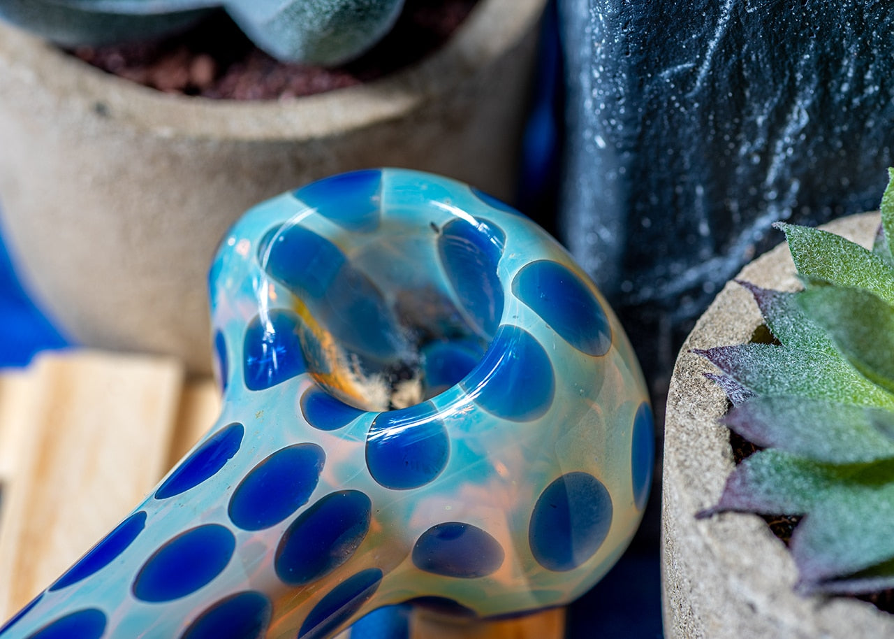 4" Silver Fumed Colorful Dotted Spoon Pipe image 8
