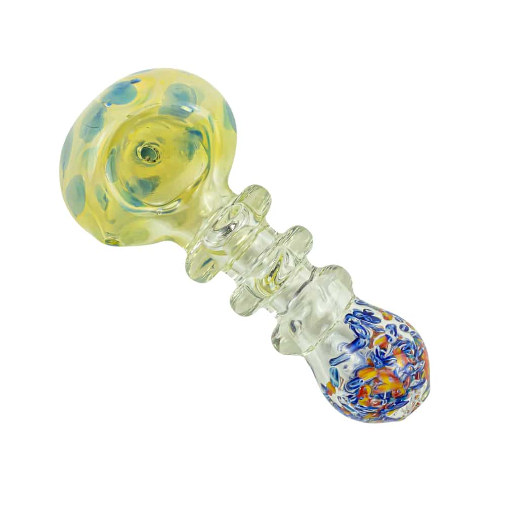 4" Silver Fumed Honeycomb Triple Ring Spoon Pipe image 1