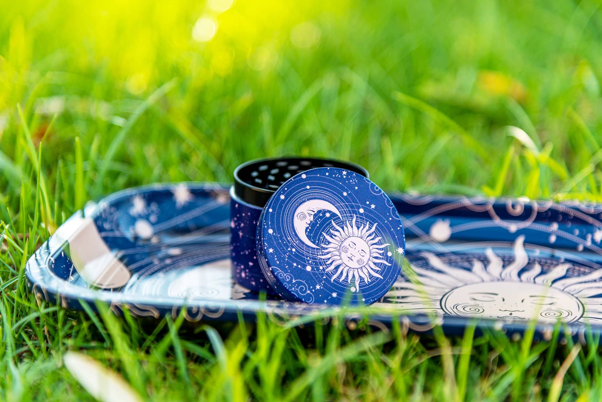 Puff Plate Sun &amp; Moon | Matching Tray &amp; Grinder Set image 5